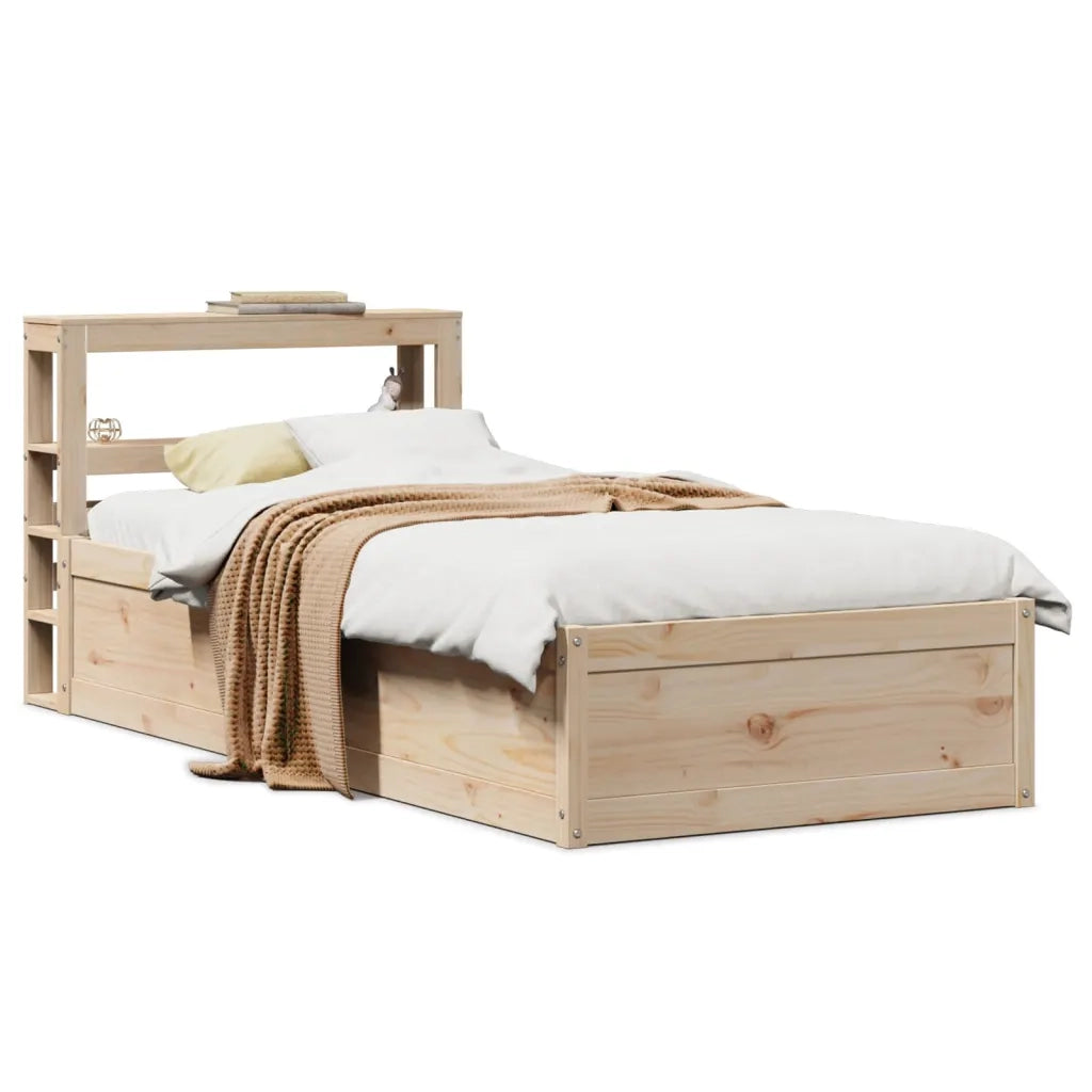 Letto singolo | Letto per adulti | Giroletto con Testiera 90x190 cm in Legno Massello di Pino