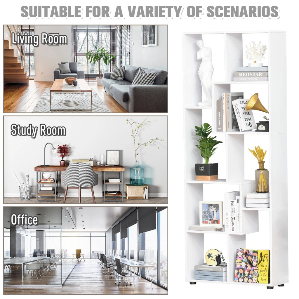 Libreria a zig zag ¨C Xylo ¨C bianco 70x24x178 cm