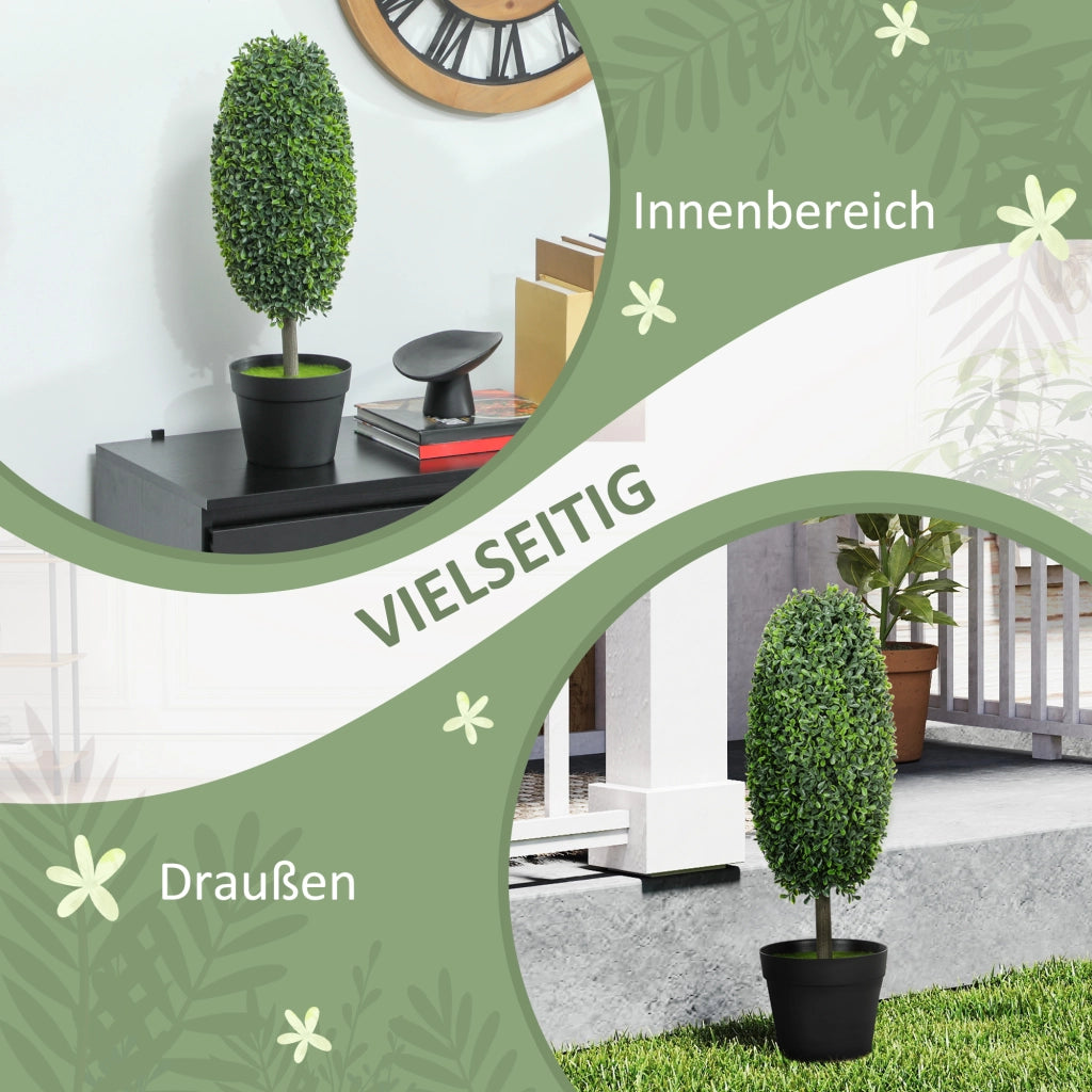 Set 2 Piante Artificiali ¨C Xylo ¨C UV-Resistenti con Vaso Cemento Verde
