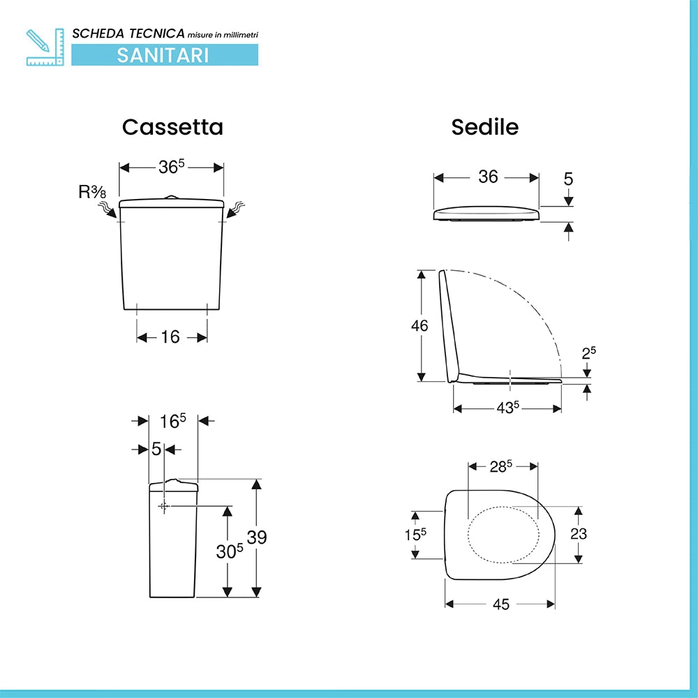 Vaso monoblocco con scarico a parete e copriwc Selnova Geberit