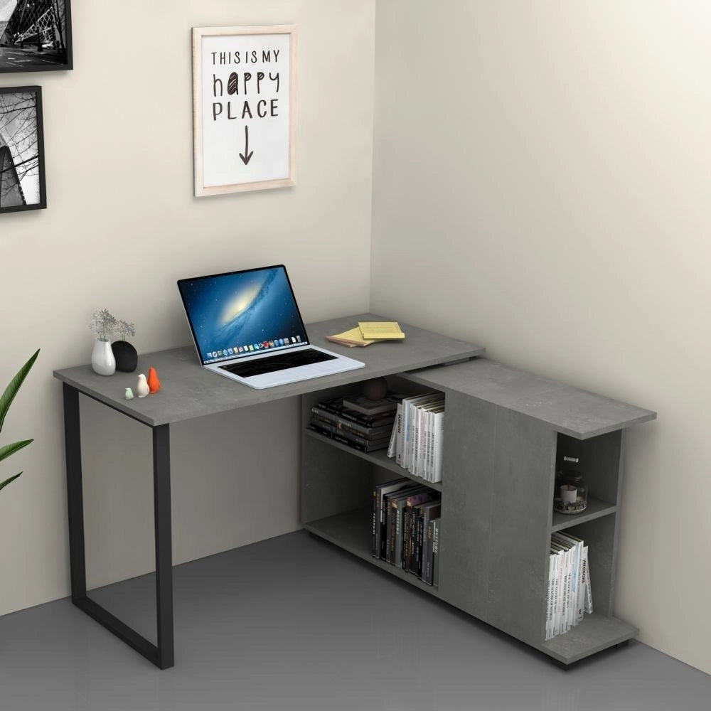Scrivania con libreria Oslo 120x60 cm. colore cemento