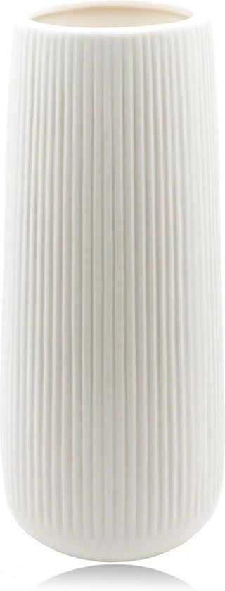 Vaso bianco in ceramica con decorazione a sbalzo 20cm alto, vaso da fiori smaltato, decorazione moderna per fiori freschi fiori essiccati, vaso boho per la camera da letto soggiorno tavola da pranzo ufficio