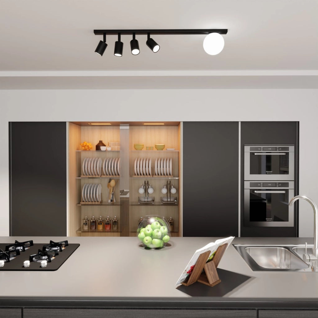 Plafoniera Emibig BASTER nera 90cm 5 luci 4xGU10+E14
