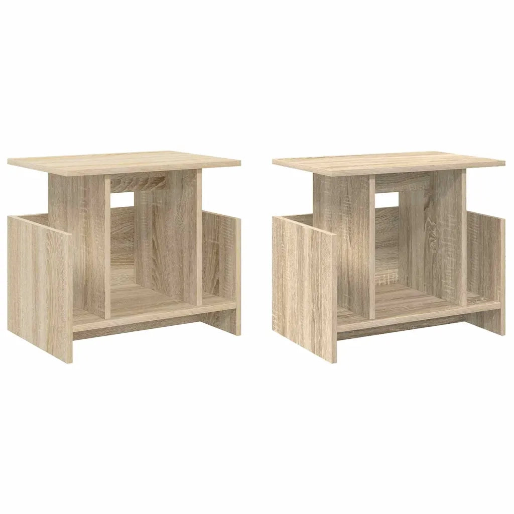Set di 2 mobili porta TV rettangolari moderni con ampio vano contenitore 50 x 35 x 45 cm realizzati in legno ingegnerizzato di rovere Sonoma 02_0054720