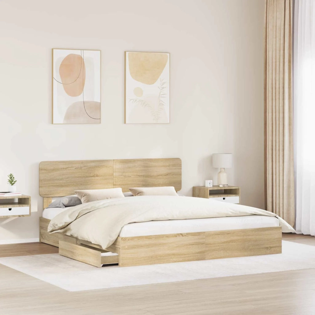 Letto con Contenitore con testiera Rovere Sonoma 180 x 200 cm 3412250