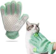 Manopole per la cura degli animali domestici - Manopole morbide da raccogliere per gatti e cani - Manopole massaggi molto efficaci per la rimozione del pelo degli animali - Disegno a cinque dita, adatta per capelli lunghi e corti, destro (verde)