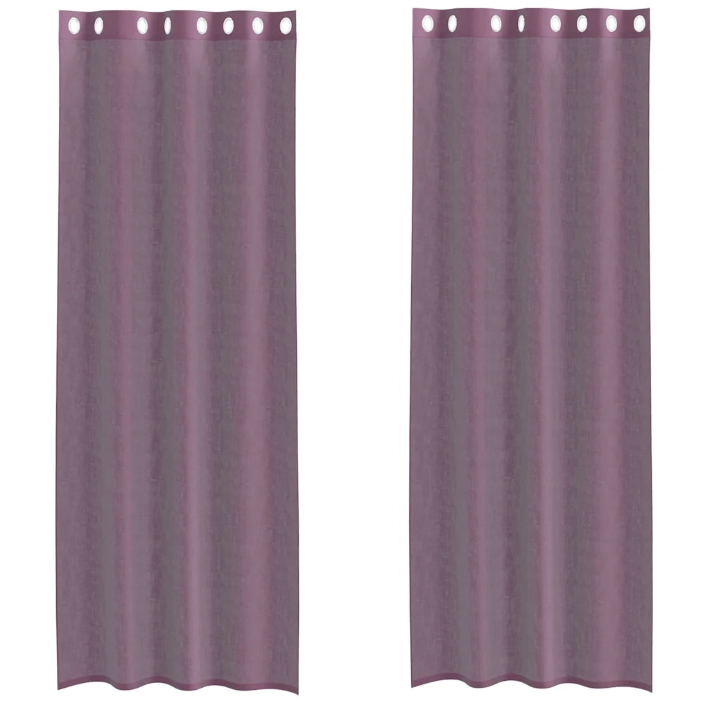Tende in Voile con Occhielli 2 pz Viola 140x300 cm