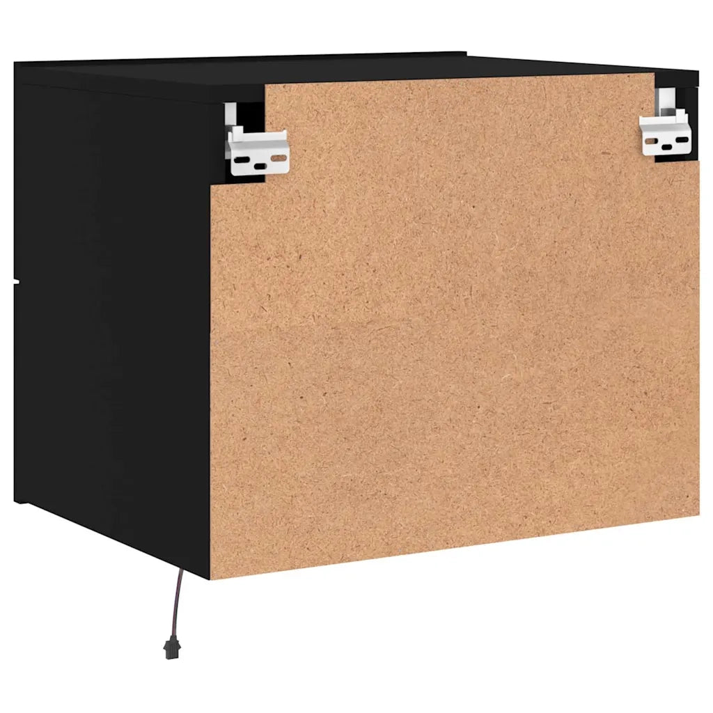 Comodino a Parete con Luci LED Nero 836814