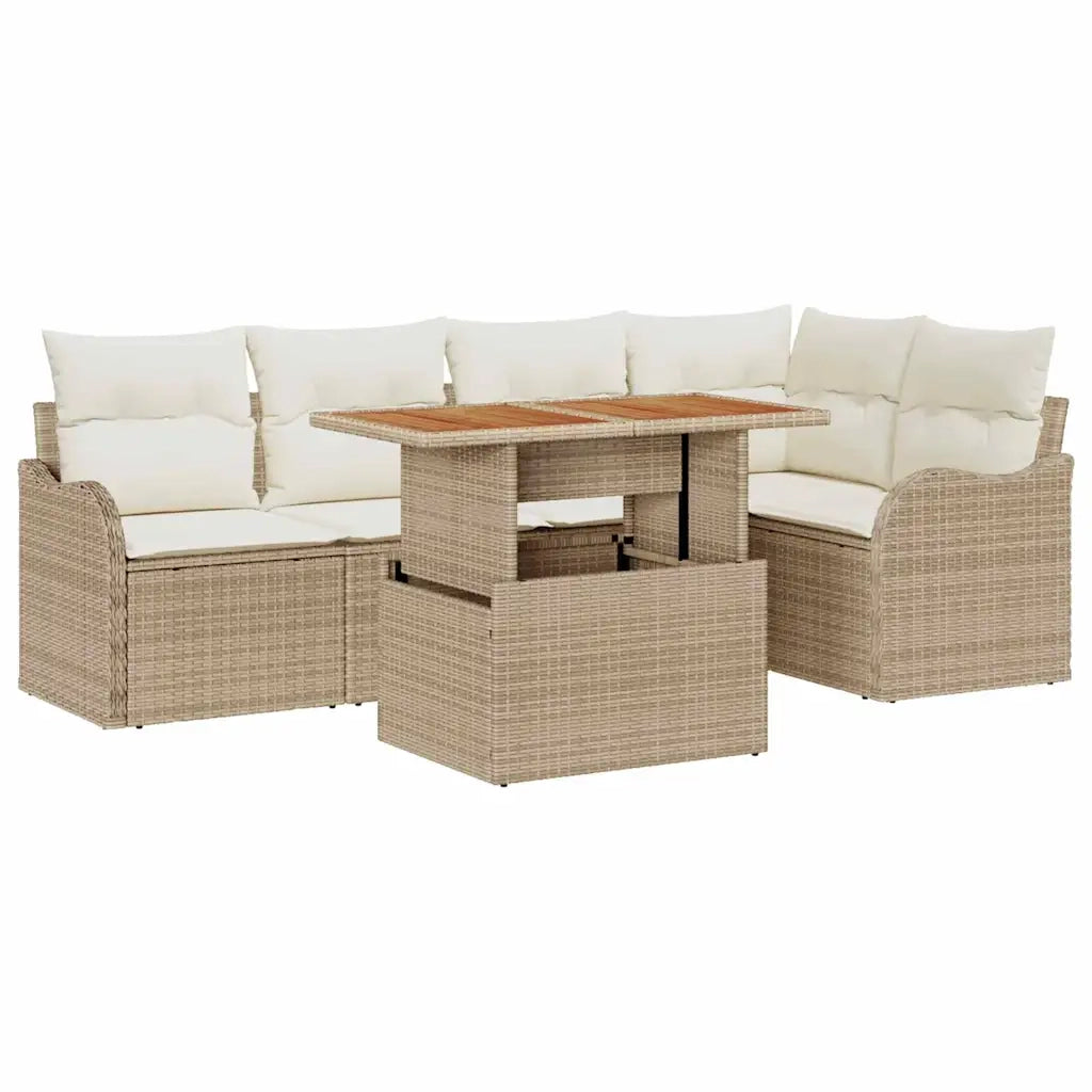 Set Divano da Giardino 6 pcs Beige Poly Rattan 3358199