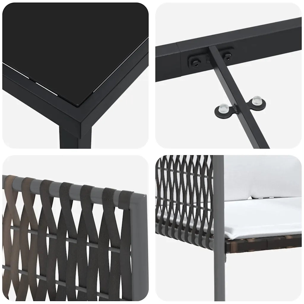 Set da Pranzo per Giardino 5 pcs Marrone e Nero Rattan in PE 3379094