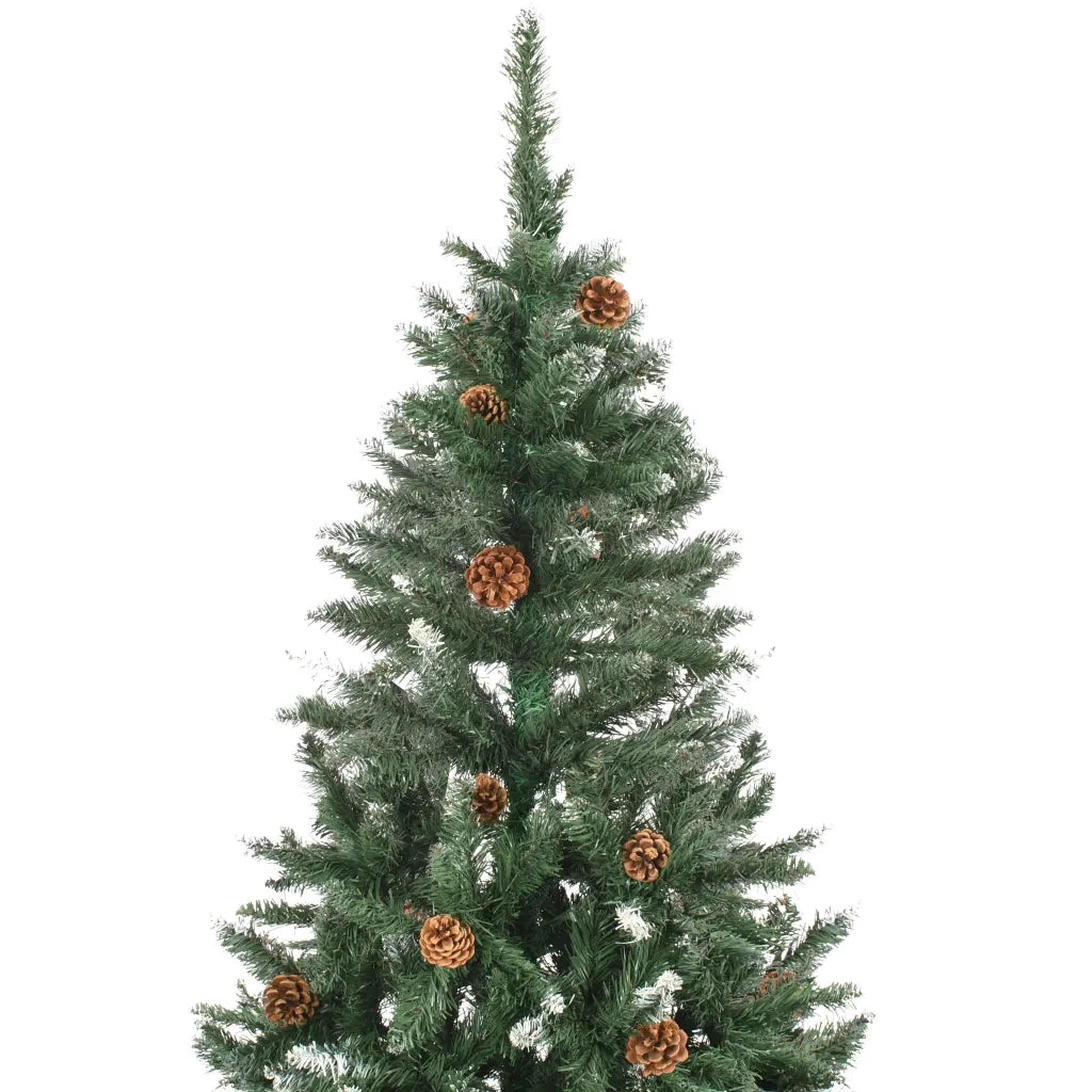 Albero di Natale | Decorazioni natalizie Artificiale Pigne e Brillantini Bianchi 210 cm