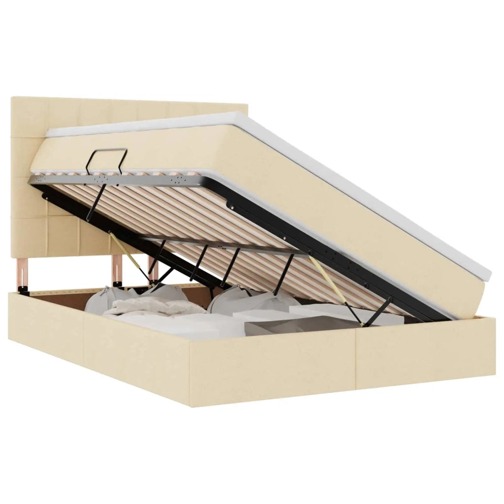 Letto con contenitore e materasso Crema 140 x 200 cm Poliestere 3371788