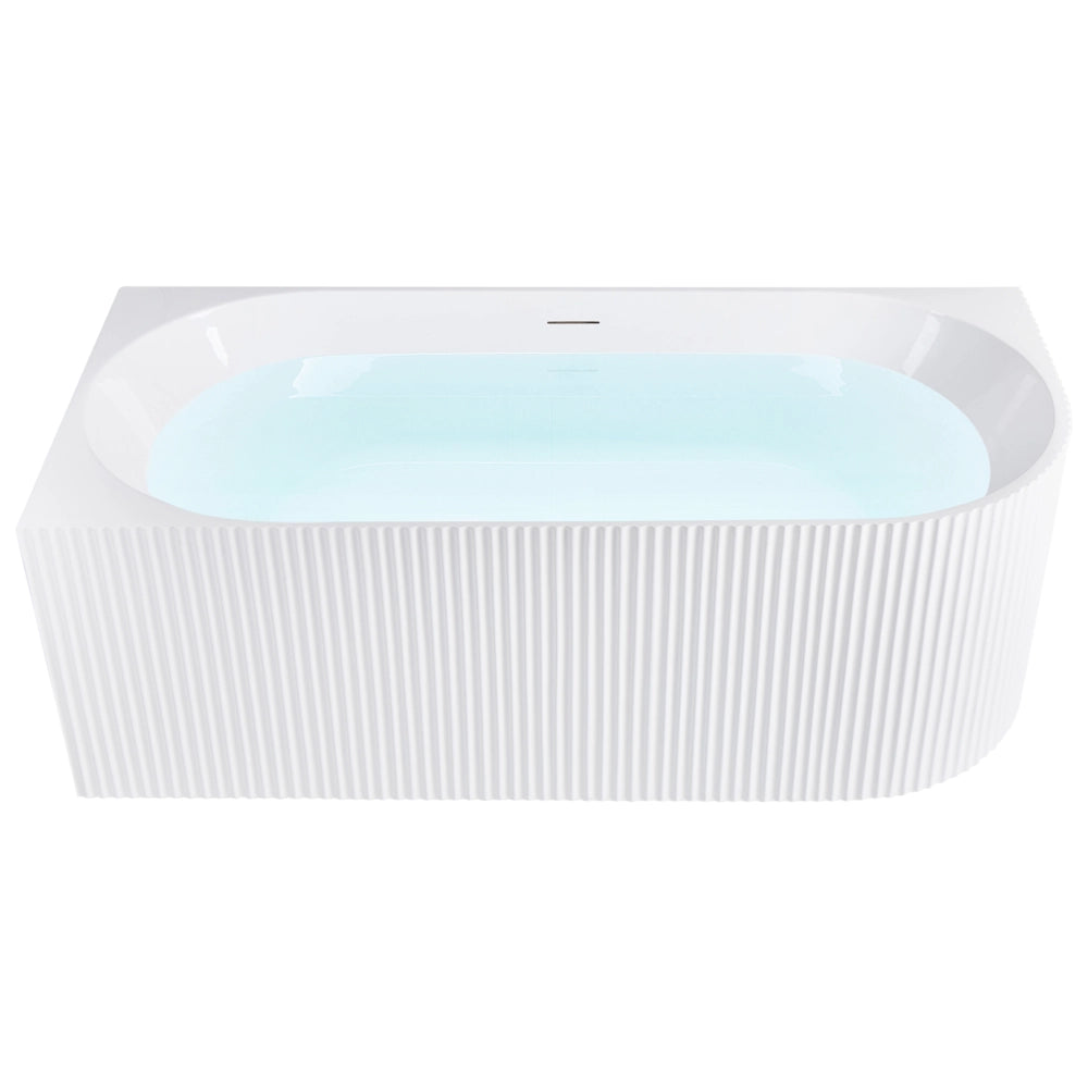 Vasca da bagno angolare destra in acrilico bianco opaco 170 x 80 cm Finitura scanalata Bagno in stile moderno
