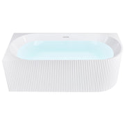Vasca da bagno angolare destra in acrilico bianco opaco 170 x 80 cm Finitura scanalata Bagno in stile moderno