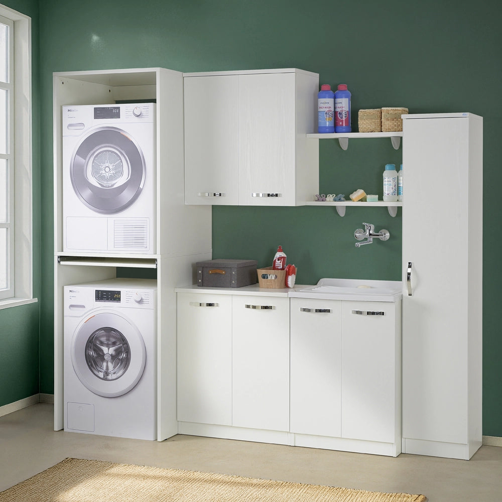 Coppia mensole 45x23 cm salvaspazio in legno bianco linea Pilar