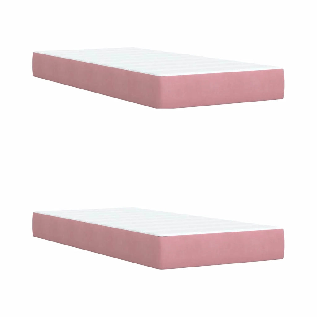 Letto box spring con materasso Rosa 200 x 200 cm Velluto 3451756