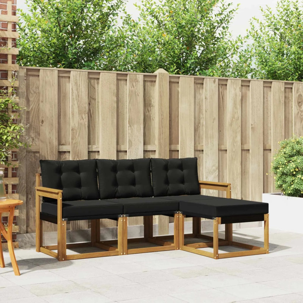 Set di divani da esterno con cuscino 4 pcs Naturale e Nero 3368539