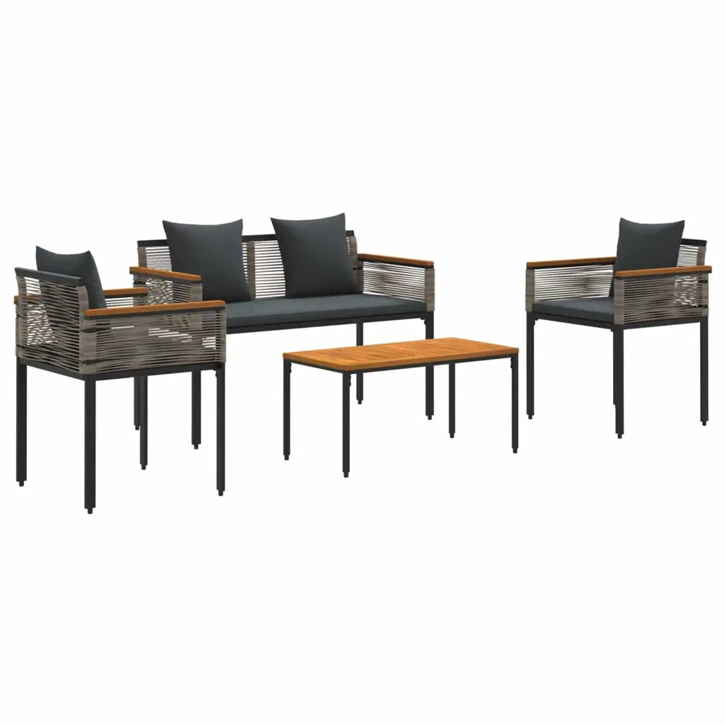 Set di Mobili da Esterno Grigio e Grigio Scuro polyrattan 42025227