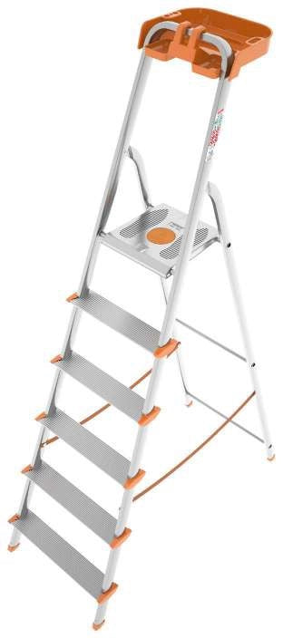 Scala Scaletto in Alluminio Attica con Portaoggetti Max 150 Kg 7 Gradini