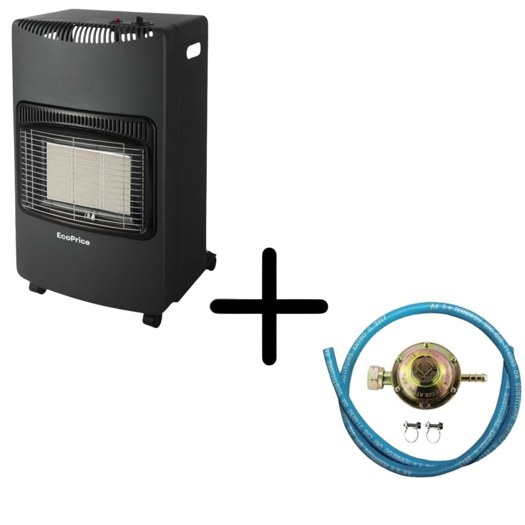 Stufa A Gas Pieghevole,Infrarossi,Adatta Per GPL/Butano/Propano,A 15 Kg,Sistema ODS+Regolatore+Tubo0.5 Metri+Fascette EcoPrice®