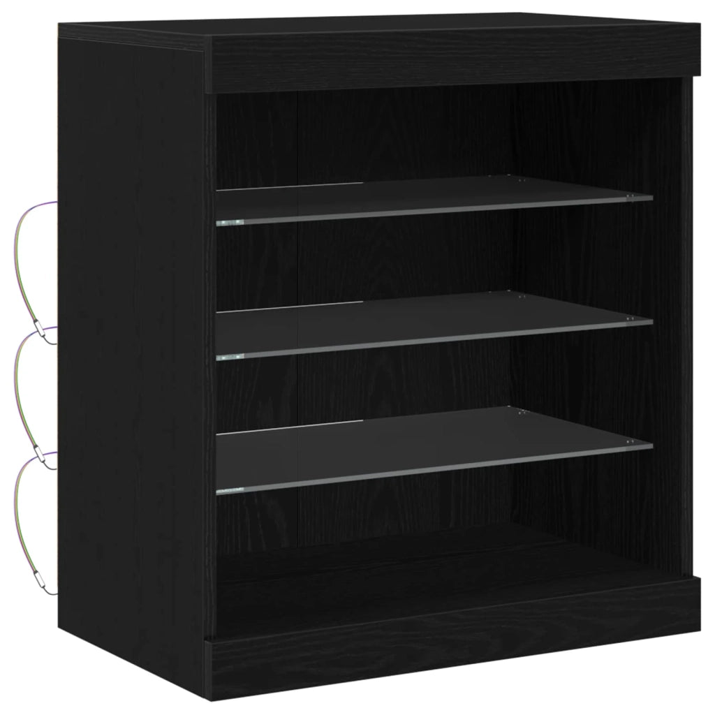 Madia LED Rovere Nero 60,5 x 37 x 67 cm Legno multistrato 863044