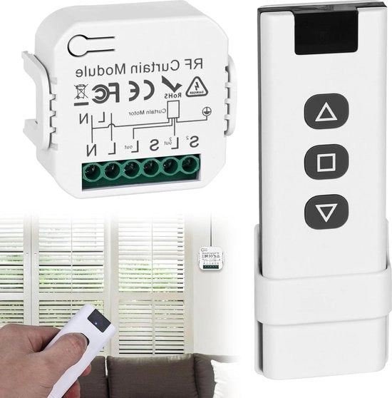 Regolatore di tende a rullo da installazione retrofit - schiaccia leva intelligente - telecomando senza fili 230 V - tende a rullo, zanzariere, tende di protezione - telecomando a radiofrequenza.