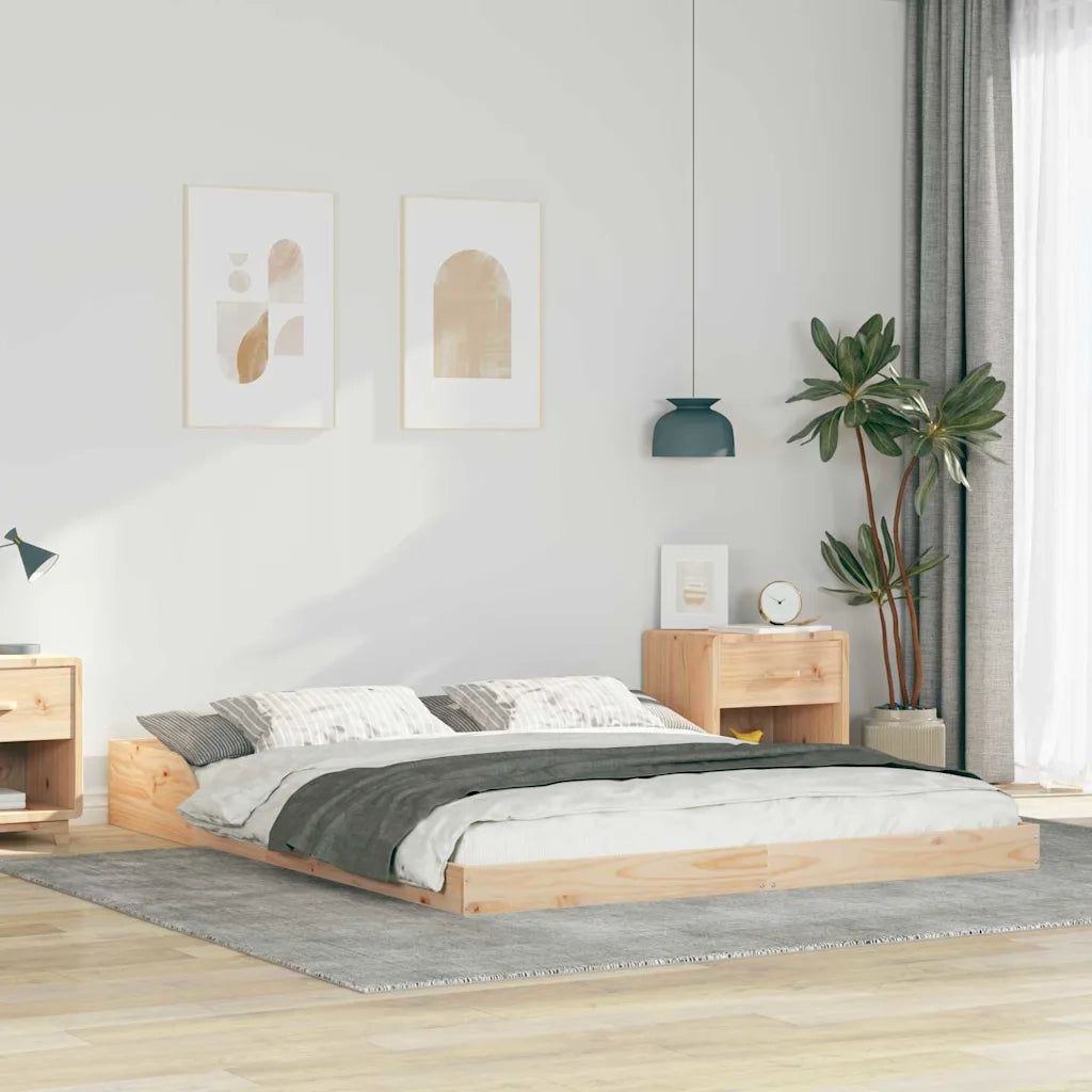 Letto matrimoniale | Letto per adulti | Struttura del letto Marrone 150 x 200 cm Pino massello