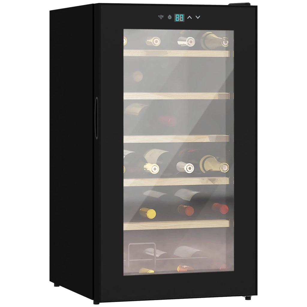 Cantinetta Vino Refrigerata per 24 Bottiglie Capacità 65L Controllo Temperatura e Ripiani Estraibili Nero
