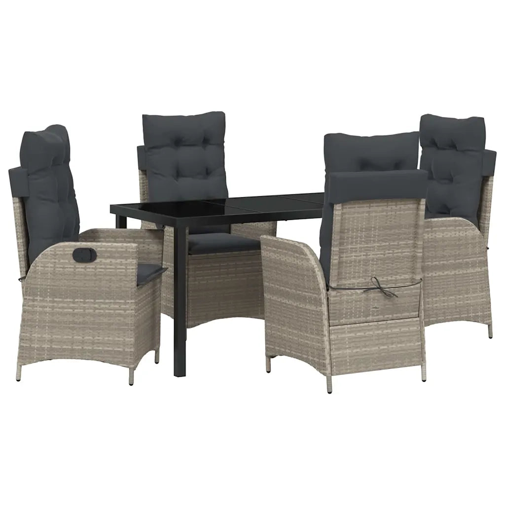 Set da Pranzo per Giardino 5 pcs Grigio chiaro polyrattan