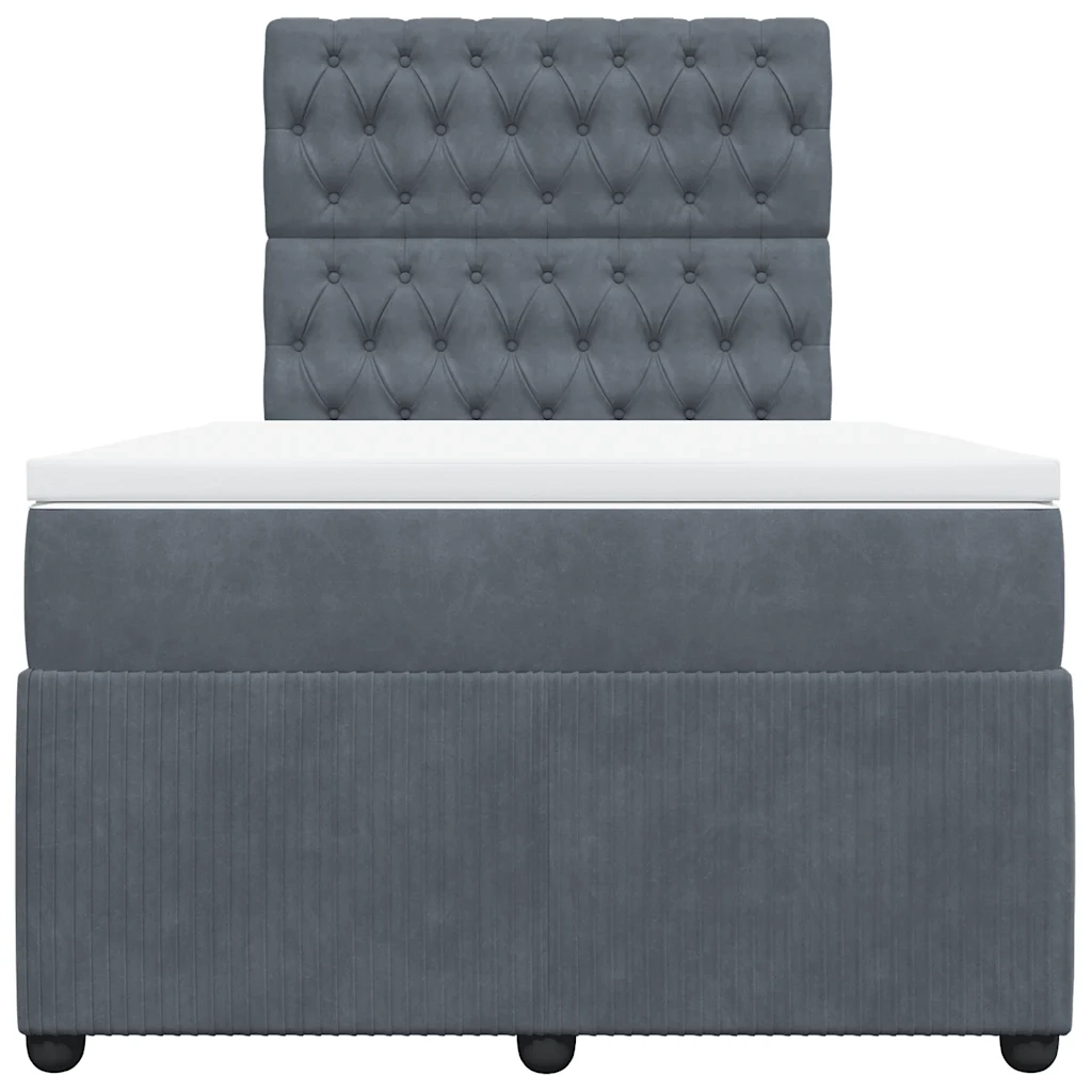 Giroletto a Molle con Materasso Grigio Scuro 120x200 cm Velluto