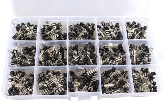Kit di Transistori TO-92 - 15 Tipi - 600 Pezzi Assortito - Ideale per Progetti di Elettronica - NPN PNP - Adatto per Principianti