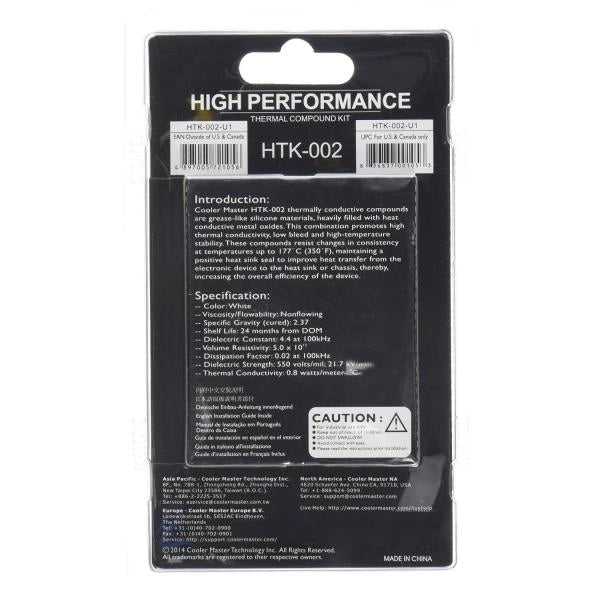 COOLER MASTER PASTA TERMICA CPU THERMAL COMPOUND KIT  SC102 " HIGH PERFORMANCE"