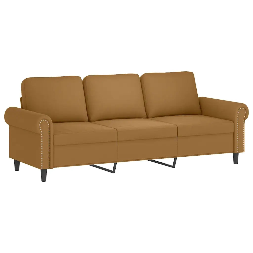 Set di Divani 3 pz con Cuscini Marrone in Velluto