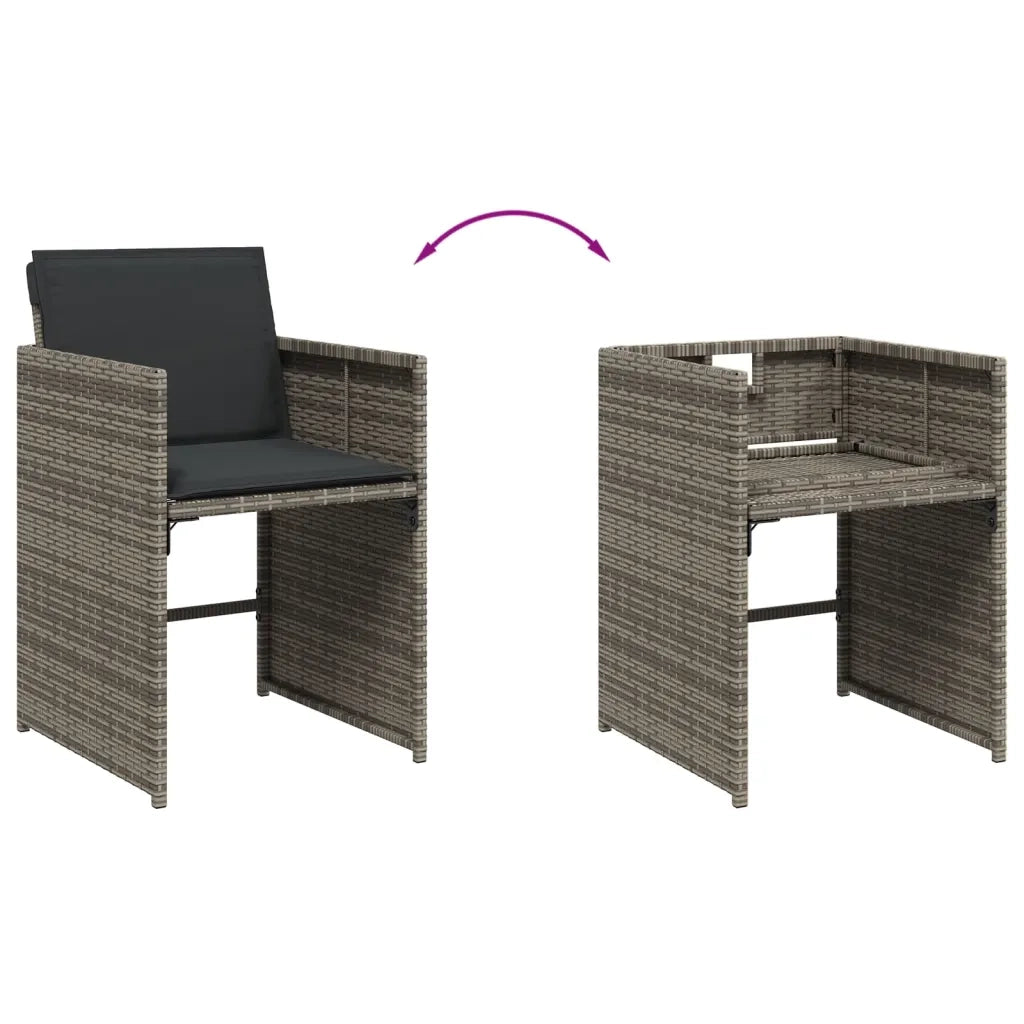 Set da Pranzo da Giardino 11pz con Cuscini in Polyrattan Grigio 3277915