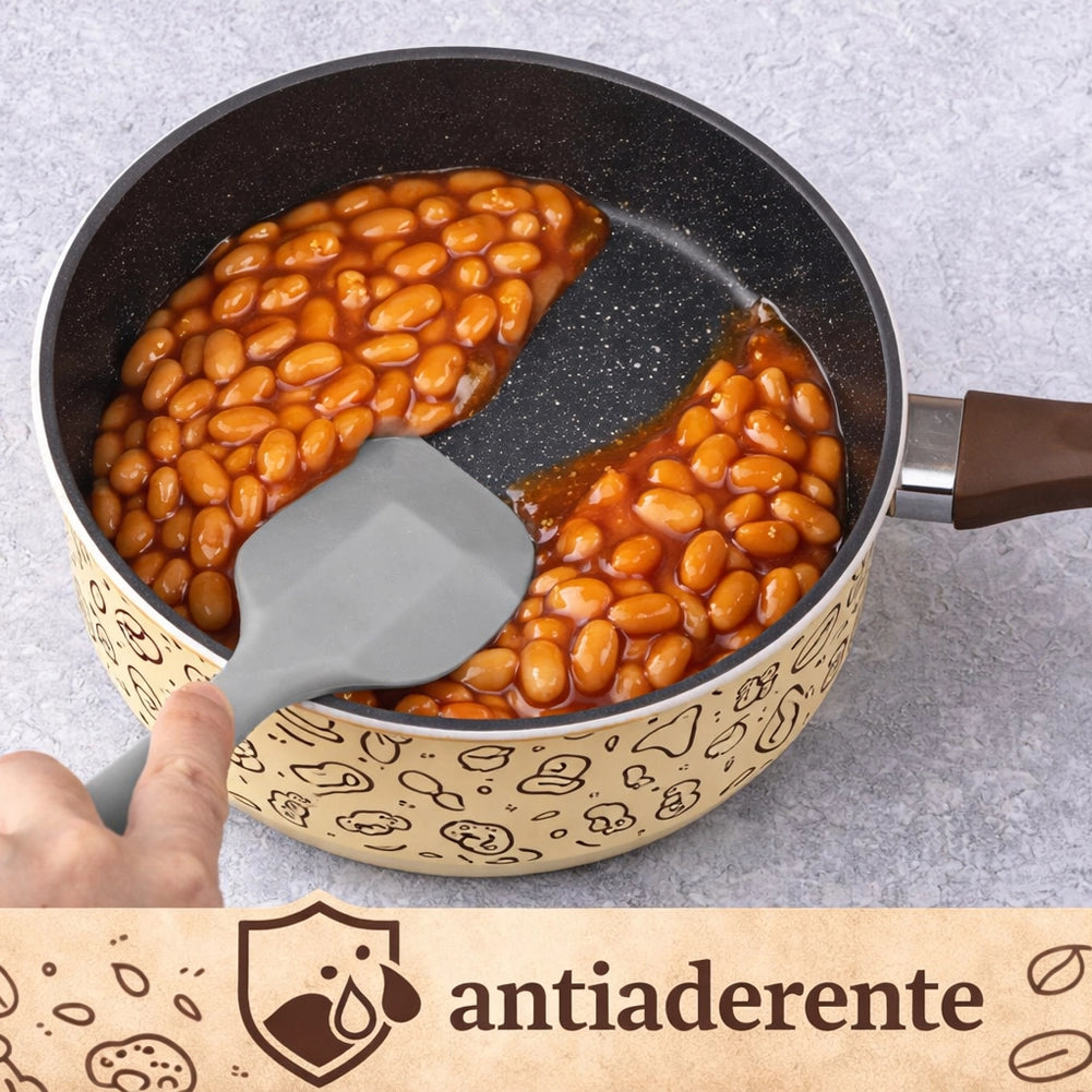 Tris di Casseruole con 1 Coperchio Vetro e Manico Soft Touch Pentole 16-18-20cm