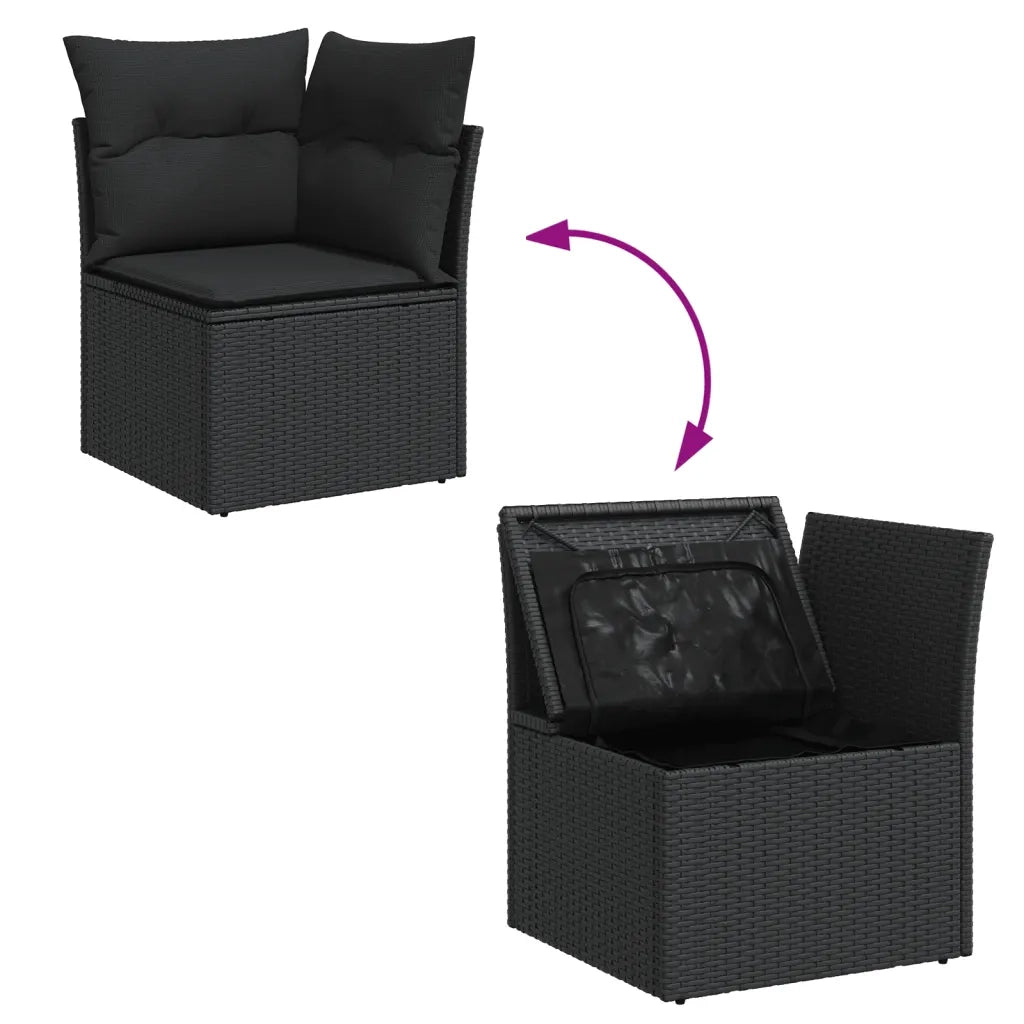 Set Divani da Giardino 14pz con Cuscini in Polyrattan Nero 3256286