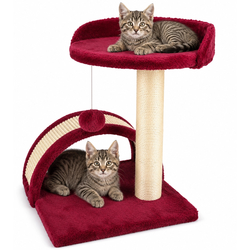 Tiragraffi Per Gatti Rosso Con Gioco Pallina Palo 50cm Topolino Tunnel Soffice