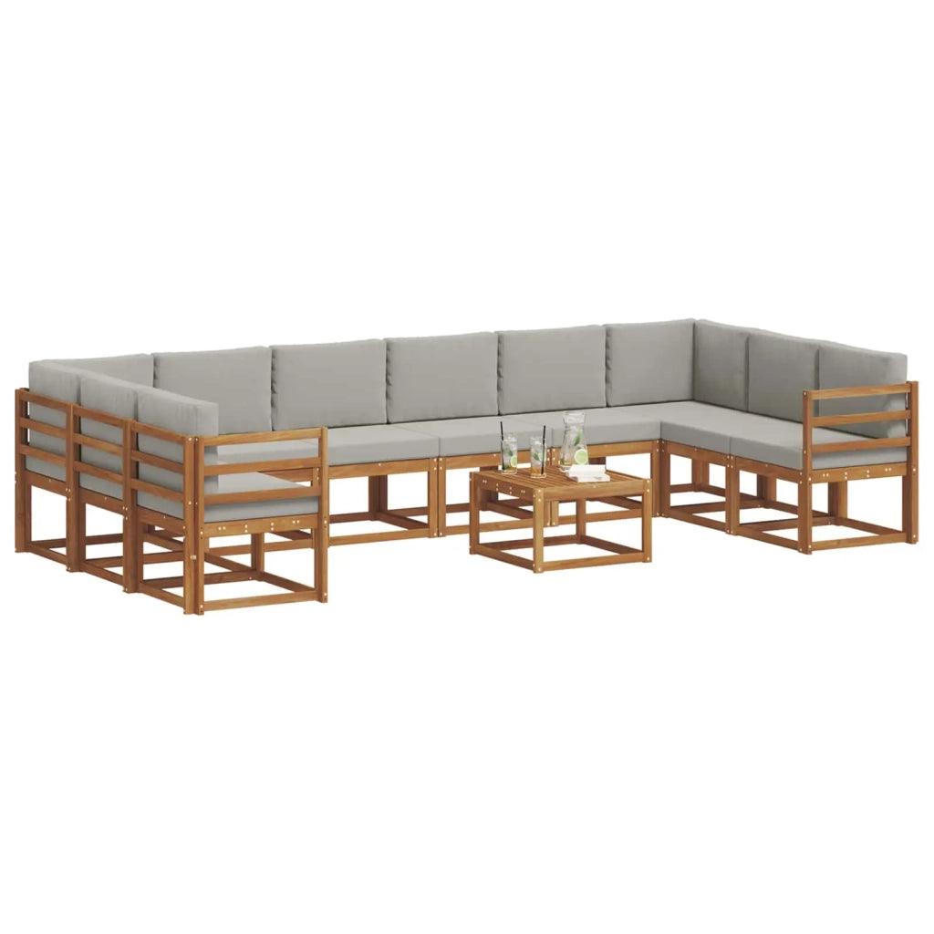 Set di divani da esterno 11 pcs Grigio Naturale e Chiaro 3367074