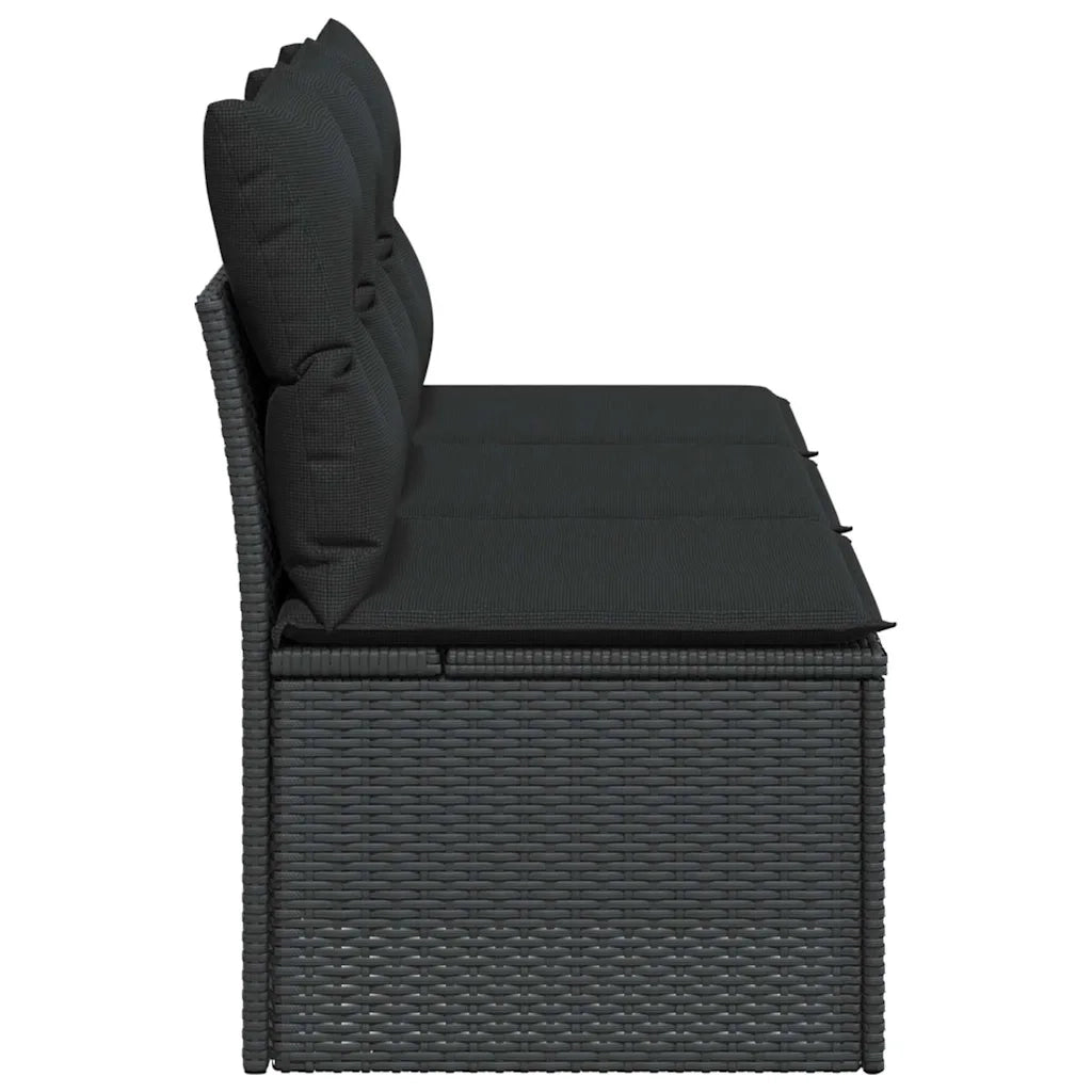 Divano da giardino con cuscini 3 posti nero in polyrattan 365988