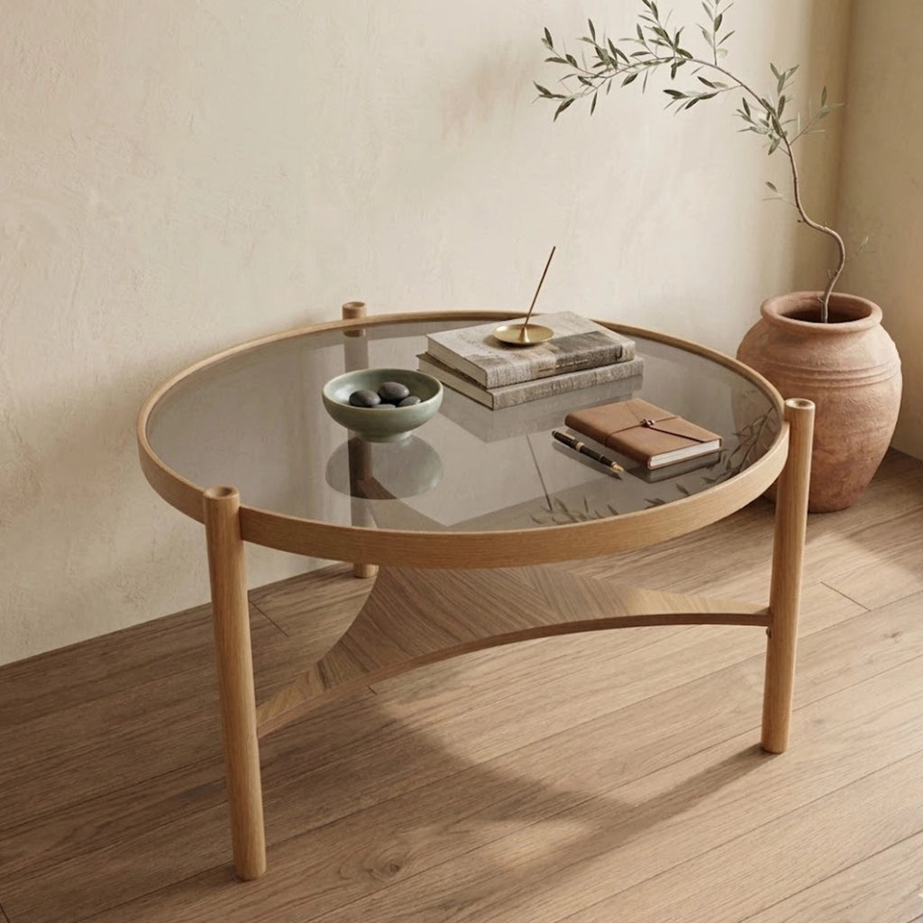 Canterano, Tavolino da Salotto un Vano, 100x100x46h cm Marrone Rovere