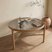 Canterano, Tavolino da Salotto un Vano, 100x100x46h cm Marrone Rovere