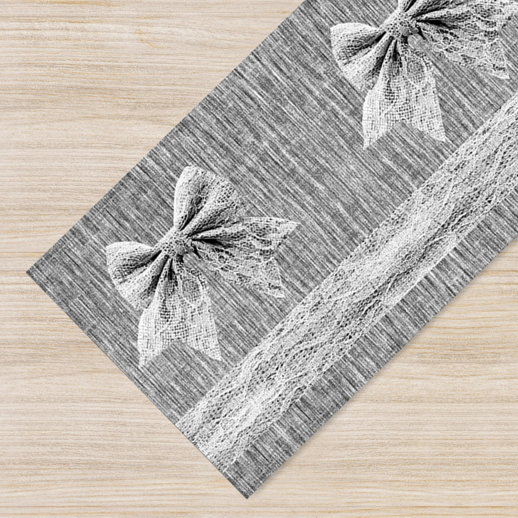Tappeto passatoia fantasia made in Italy antiscivolo lavabile aderente FioccoGrigio - 50x500 cm
