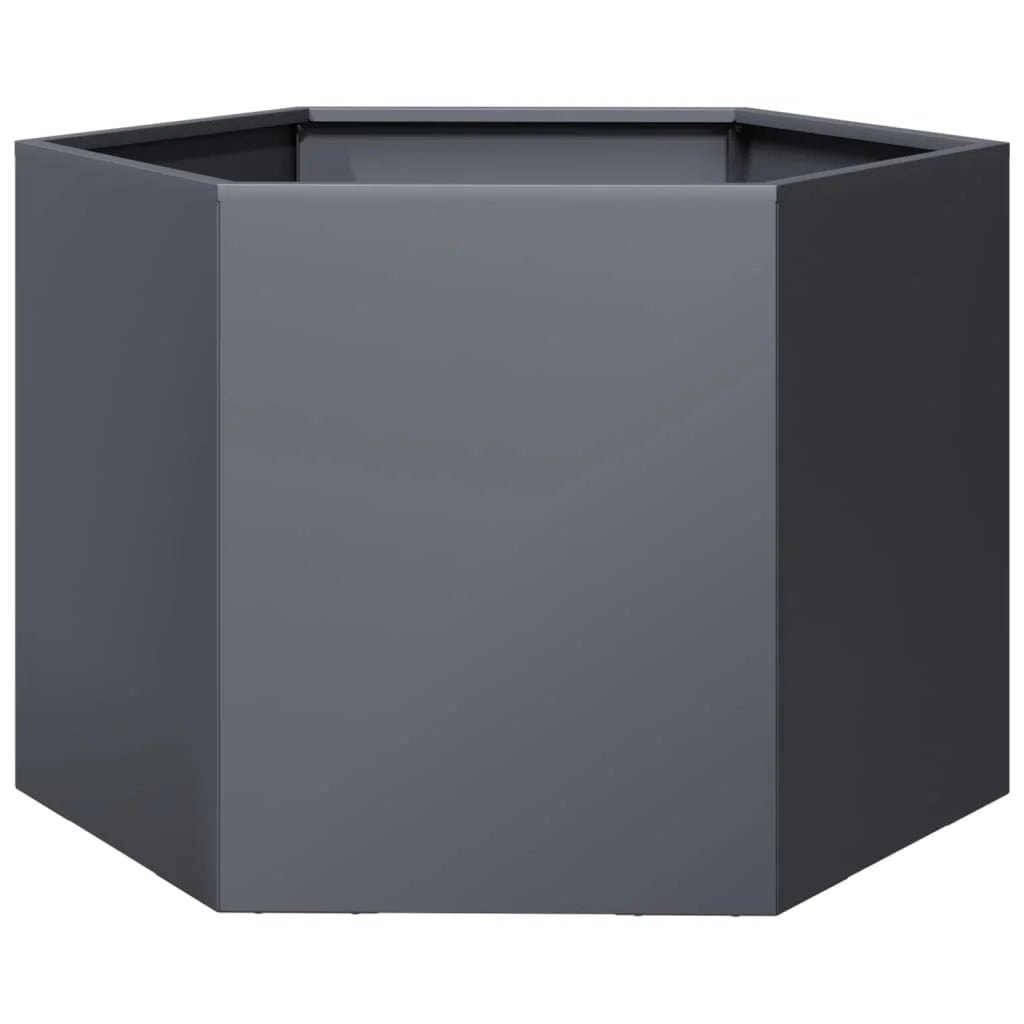 Fioriera/aiuola esagonale per piante fiori terrazza giardino 69 x 60 x 45 cm acciaio antracite 02_0038648