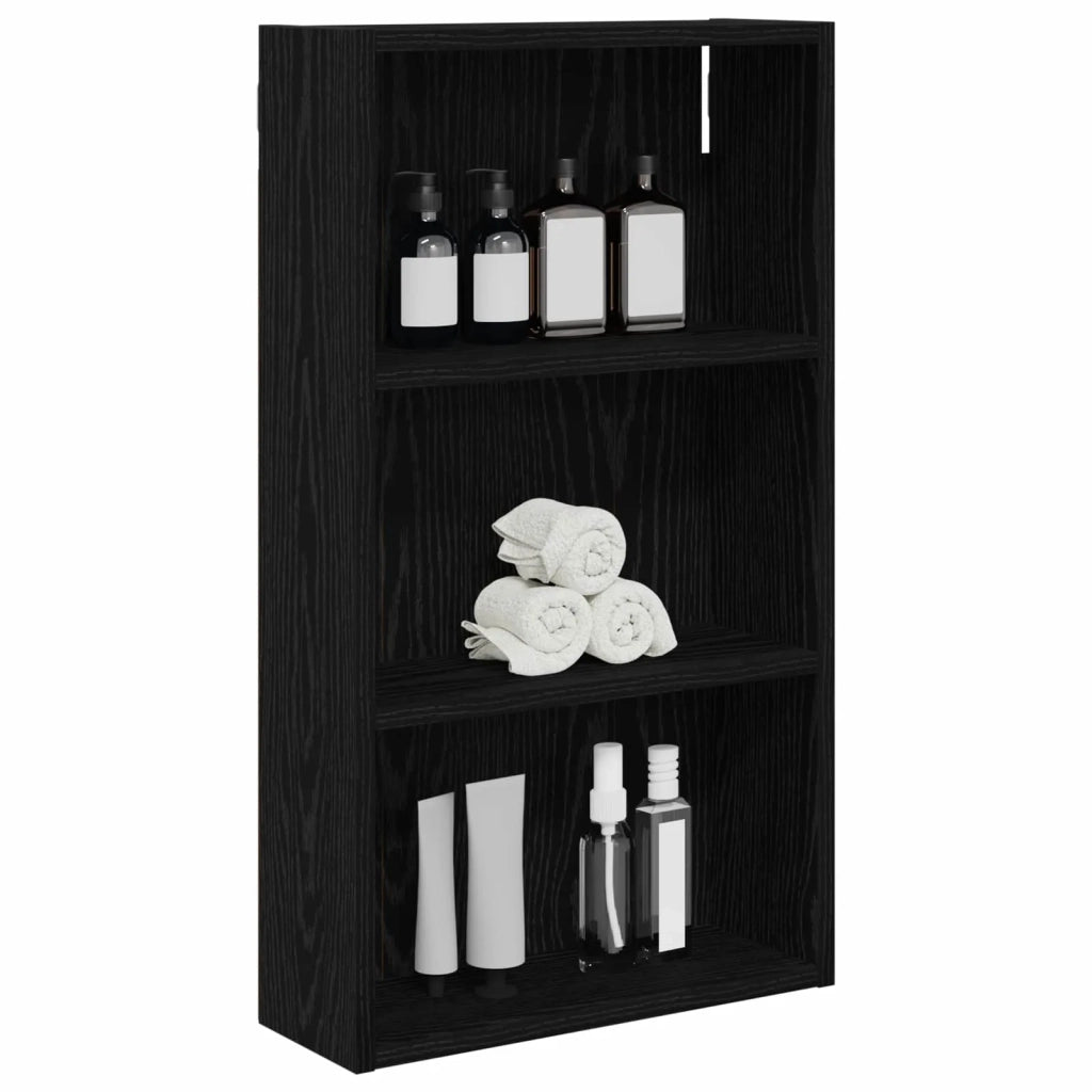 Armadio da Bagno | Mobile da Bagno a muro Rovere Nero 40 x 14 x 70 cm