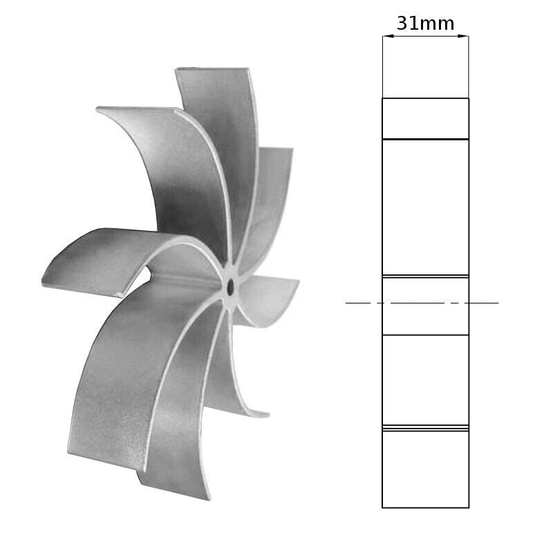 GIRANTE VENTOLA DI RICAMBIO IN ALLUMINIO FANDIS PER ASPIRATORI DI FUMO 31x150mm