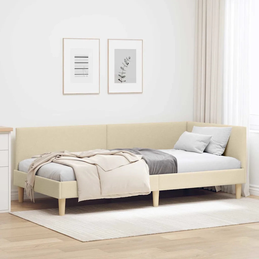 Cornice del letto ad angolo con testiera Crema 90 cm x 200 cm