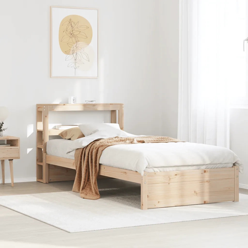 Letto singolo | Letto per adulti | Giroletto con Testiera 75x190 cm in Legno Massello di Pino