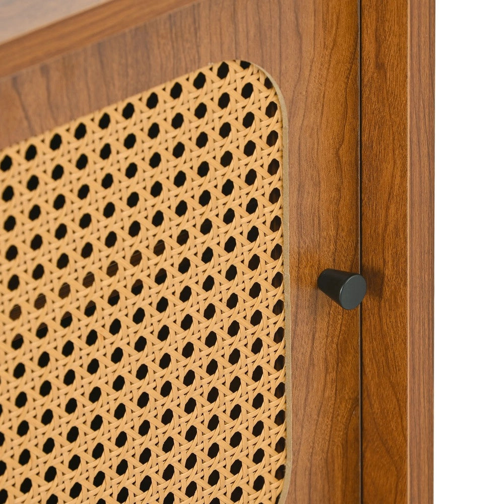 Sideboard in Rattan ¨C MINIMAL ¨C Noce, con Scarpiera