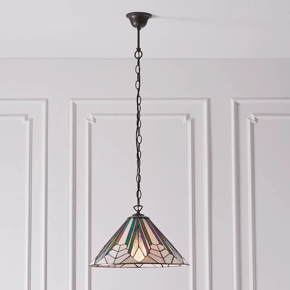 Lampada a sospensione Tiffany Astoria vetro multicolore Ø40 E27