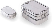 Broccia in acciaio inossidabile con 3 contenitori, inclusa snackbox per bambini e adulti [900 ml], più BPA e plastica libera, box per il pranzo a strati e manuale. Box per il pranzo duraturo BPA. Box Bento con parete di separazione.